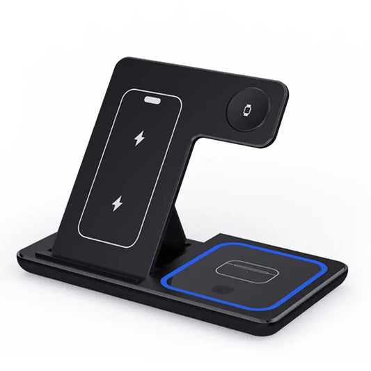 ElectriFold™ 3-in-1 Fast Wireless Charging Stand – Foldable, Ultra-Fast Power for iPhone, Apple Watch & AirPods Pro